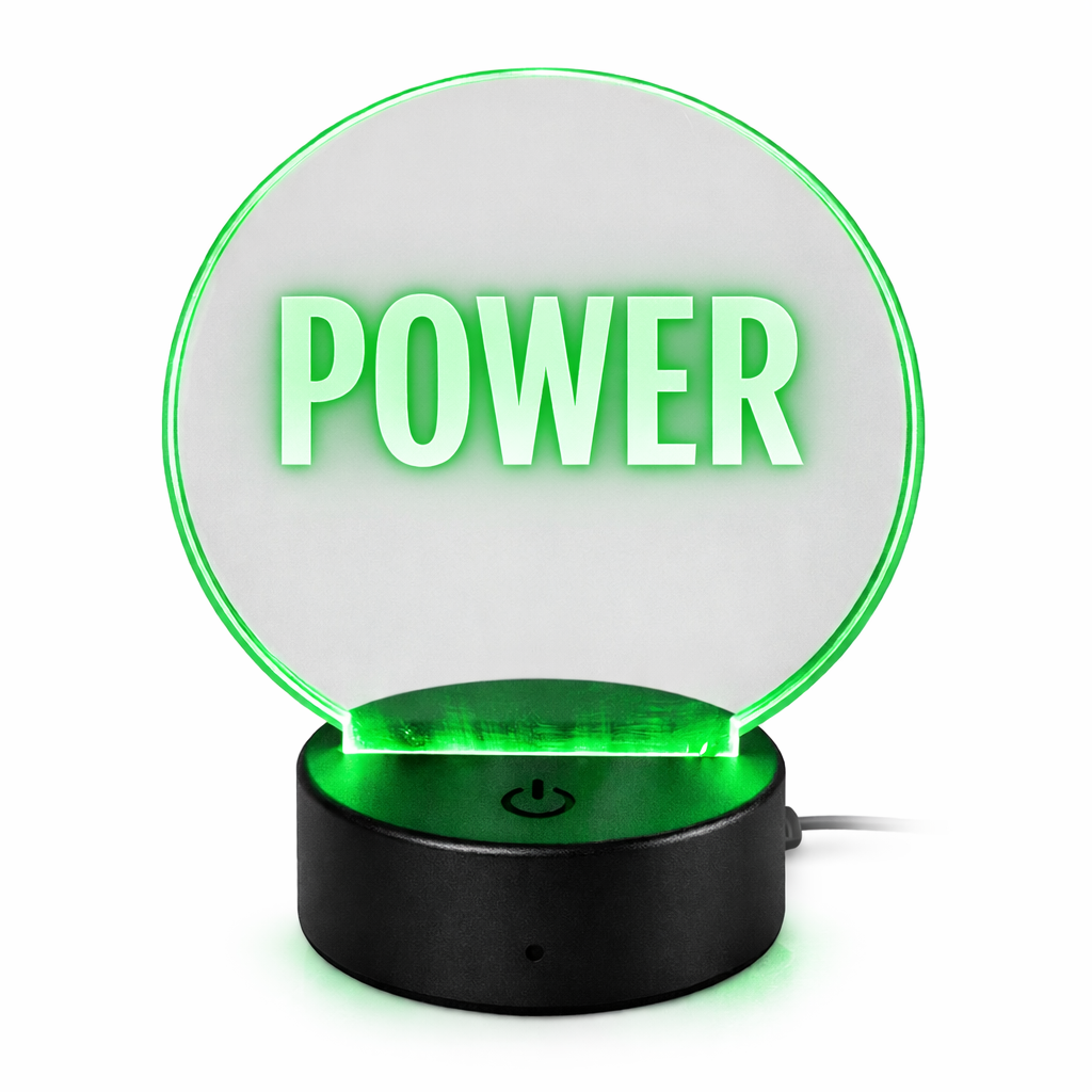 Glow Affirmation LED Acrylic Lamp | “Pretty Girl” “Abundance” “Power” “Peace” | Luxury Desk & Night Light