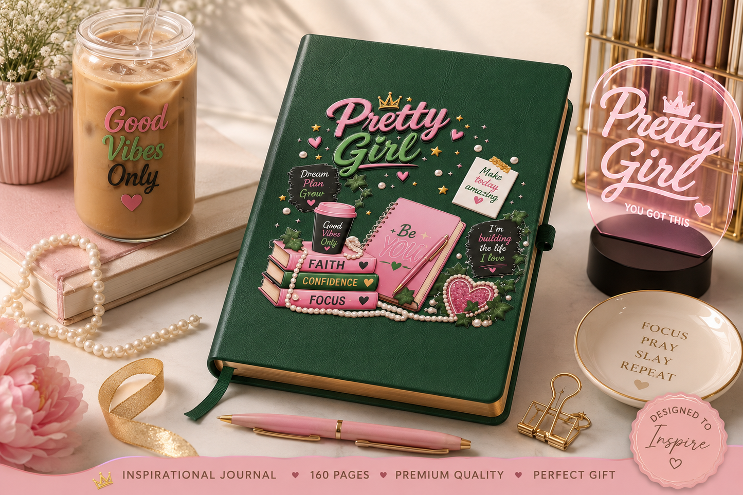 Pretty Girl Journal | Inspirational Hardcover Journal for Women & Girls