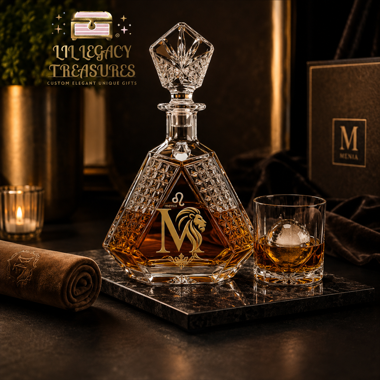 Custom Zodiac Whiskey Decanter | Personalized Crystal Barware Gift