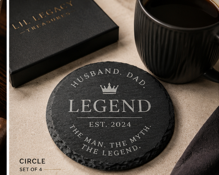 Legacy Luxe Personalized Slate Coaster Set for Dad | Father’s Day Gift