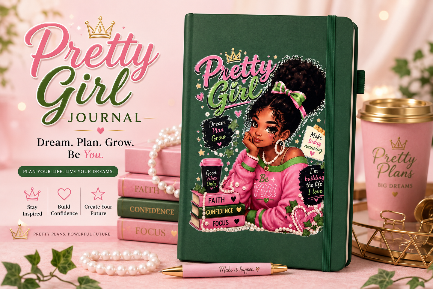 Pretty Girl Journal | Inspirational Hardcover Journal for Women & Girls