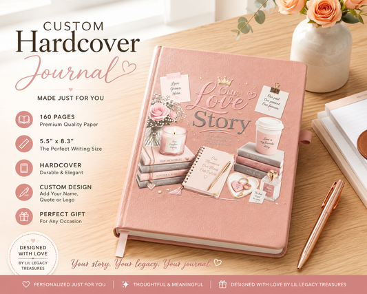 Custom Hardcover Journal | Personalized 160-Page Notebook | 5.5” x 8.3” Gift Journal | Custom Name & Design 3D UV Printed