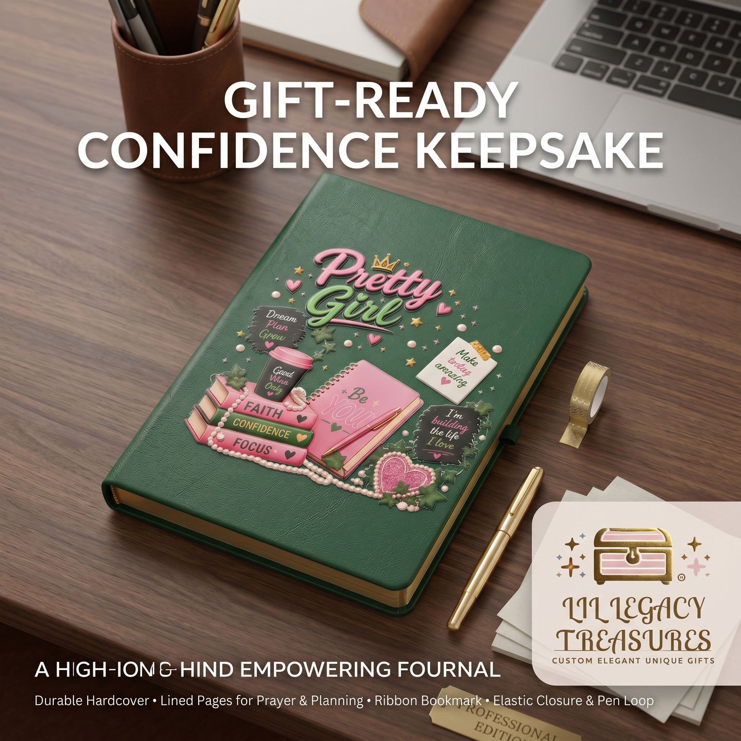 Pretty Girl Journal | Inspirational Hardcover Journal for Women & Girls