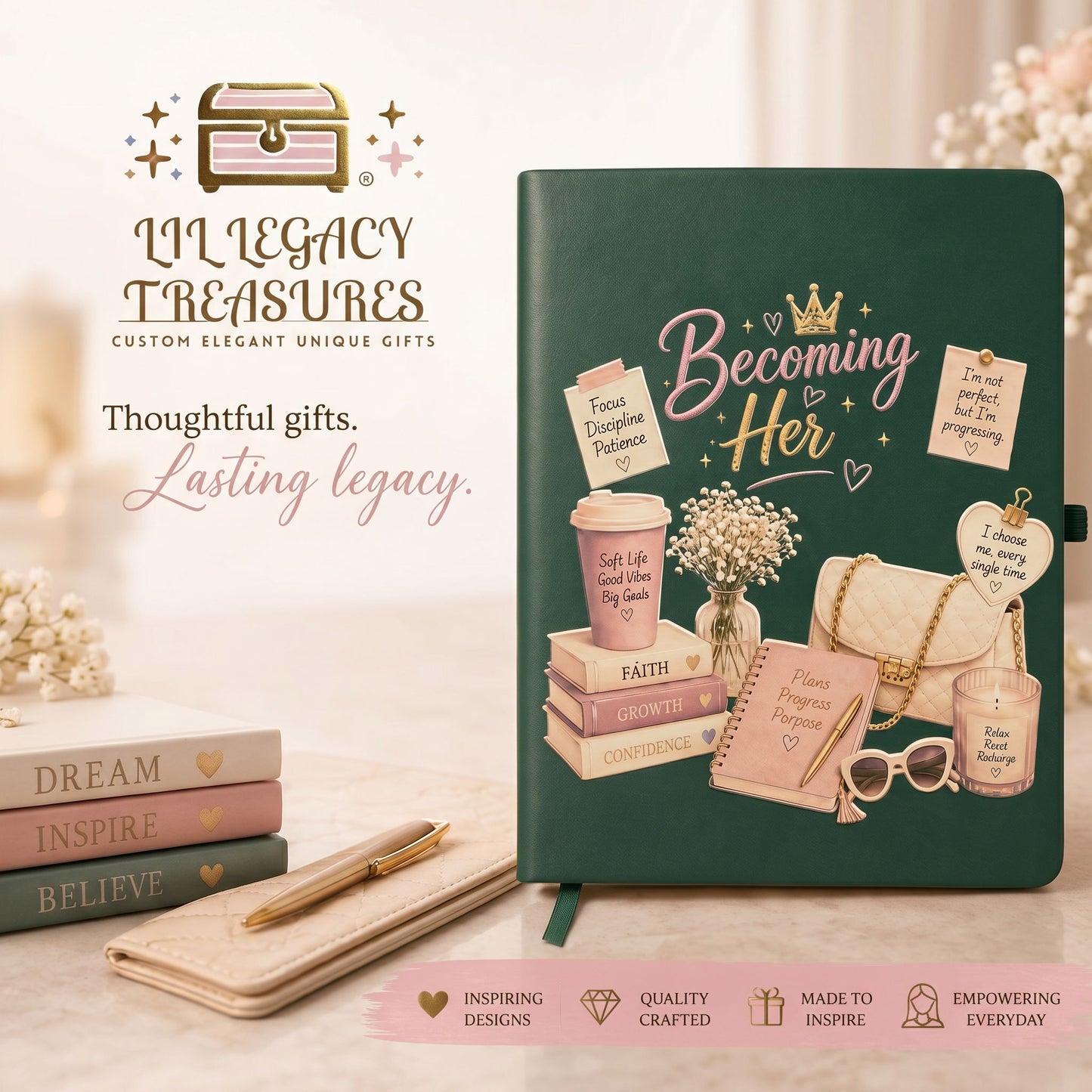 Becoming Her Journal | Inspirational Hardcover Journal for Women