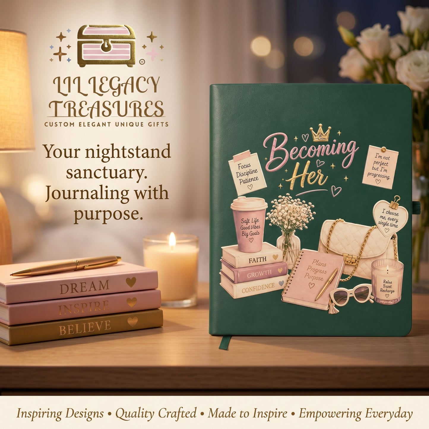 Becoming Her Journal | Inspirational Hardcover Journal for Women