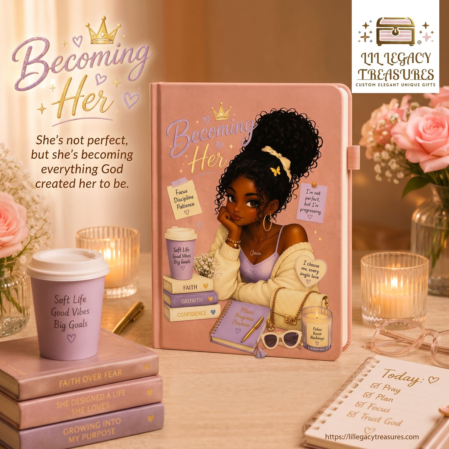 Becoming Her Journal | Inspirational Hardcover Journal for Women